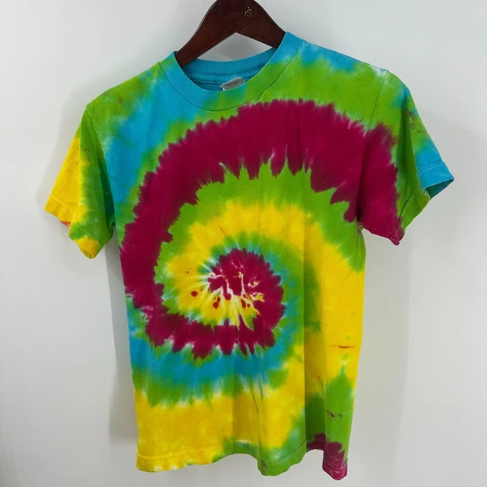 Alstyle Apparel & Activewear Rainbow Spiral Tie Dye T-Shirt Multicolor Size L‎